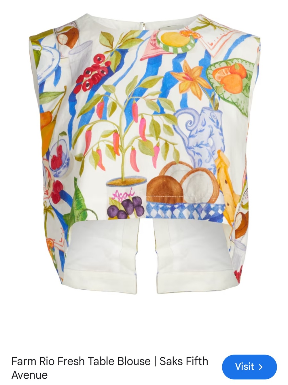 Farm Rio: Off-White Fresh Table Blouse DT - Picture 8 of 12